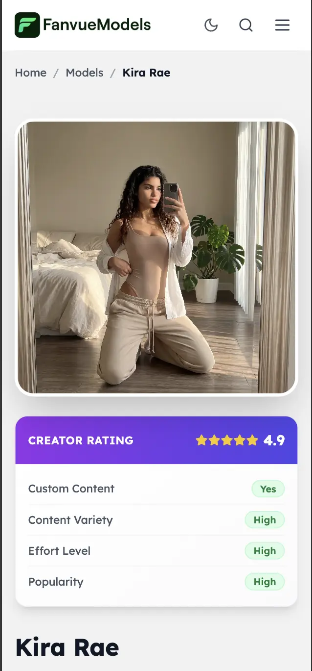 Example of how your Fanvue Daily or OnlyFans creator profile appears on our network